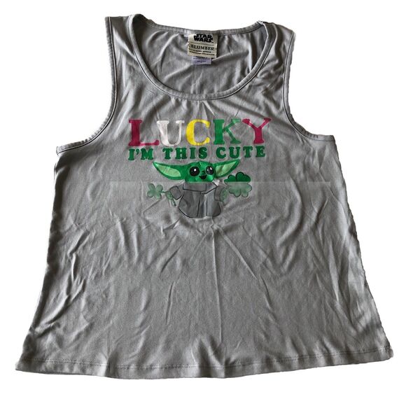 Star Wars Slumber  Women’s Baby Yoda Pajama Tank  "Lucky I'm This Cute"  Small - Picture 2 of 10